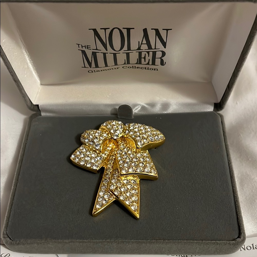 Nolan Miller Crystal Pave Bow Brooch